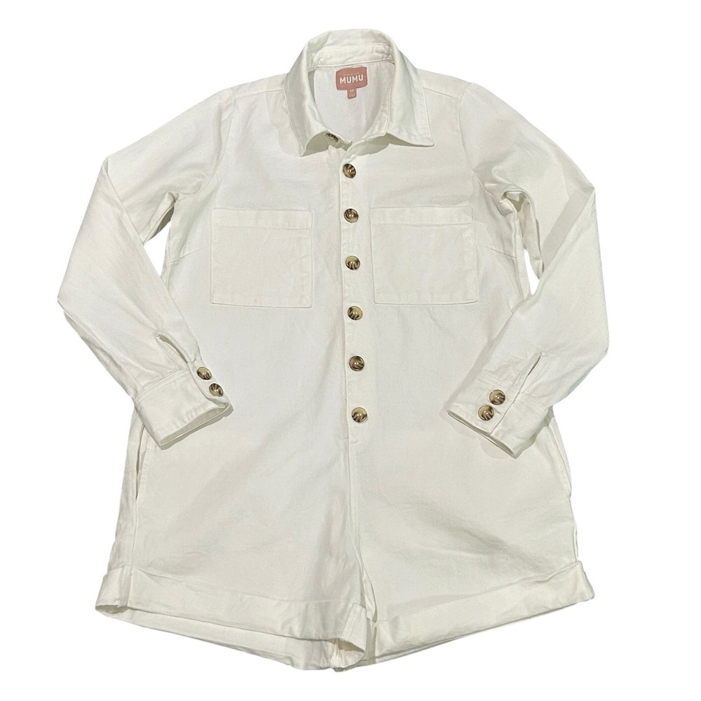 Show Me Your Mumu Denim Utility Romper Button Front Workwear Coastal Festival